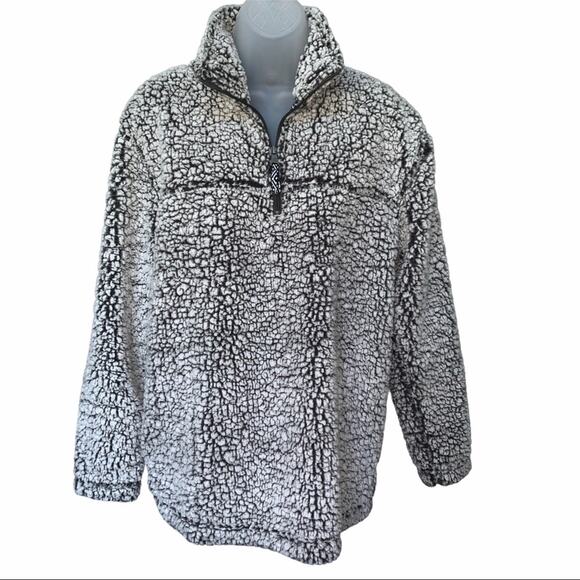 BOXERCRAFT Unisex Gray White Sherpa Quarter Zip Pullover - Picture 1 of 8